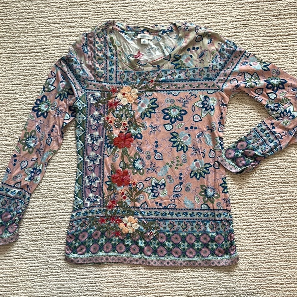 Sundance Embroidered long sleeve tee shirt NWOT